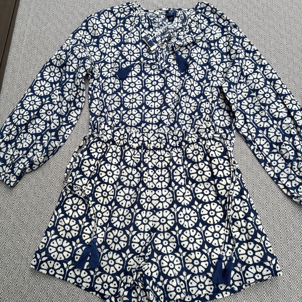 Roller Rabbit Target 2 Two Piece Set Blue Long‎ Sleeve Crop Top and Shorts XS
